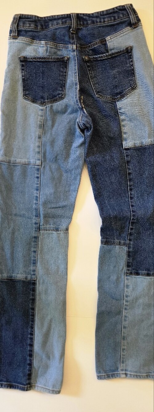 RSQ Two-Tone Blue Patchwork Straight Leg Jeans